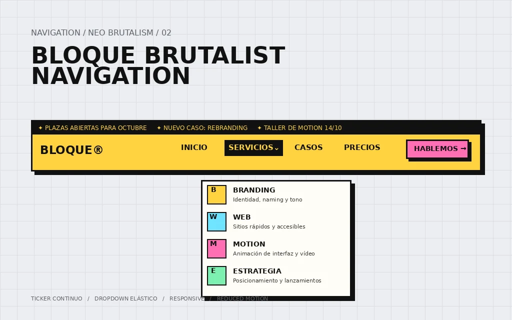 BLOQUE Brutalist Navigation